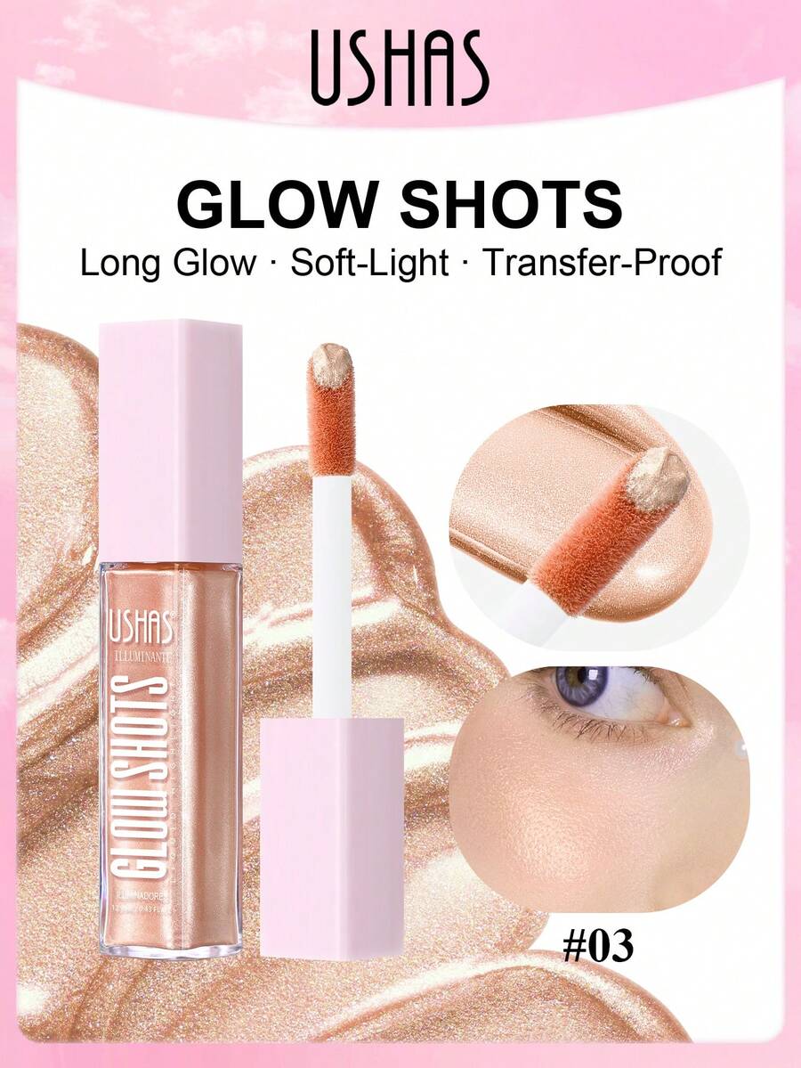 Phấn bắt sáng USHAS Pearlescent, công thức chống thấm nước, làm sáng lớp trang điểm mặt, phấn bắt sáng đa năng, độ bền màu lâu trôi, phù hợp với mọi loại da, không thể thiếu cho trang điểm dự tiệc và lễ hội.