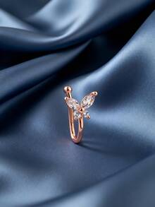 1pc Elegant Butterfly Copper Nose Clip, Faux Nose Ring - Sparkling Cubic Zirconia Embedded, No Piercing Required, Instantly Enhances Charm - Butterfly - View 5