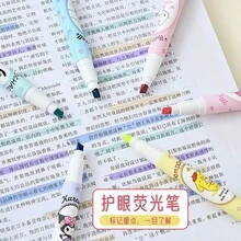 6pcs Fluorescent Marker Set Cute , Egg Cat Fluorescent Markers Learning Stationery - A - View 2