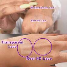 13x6/13x4/5x5蕾丝前假发，无需胶水，混合真人发，200%密度，波浪卷，高清蕾丝前额，透明发际线，原生发，婴儿发，女士款 - 棕色 - 查看 33
