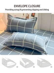 2/3pcs Skin-Friendly Comfortable Minimalist Bedsheet Set, Printed Bedding, Mattress Protector, Bed Cover, Bed Sheet, Soft Home Textile, Breathable Anti-Pilling Mattress Pad, Home Decor, Suitable For All Bed Sizes - Double, Full, Queen, King, All Seasons, Dust-Proof Bed Cover, Machine Washable - Mint Blue - View 7