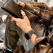 [Dây đeo đồng hồ thời trang] Dây đeo đồng hồ Apple bằng vải denim và kim loại thời trang, bền và phong cách, phù hợp với kích thước 38/40/41/42/44/45/49mm, tương thích với Apple Watch Series 1-8/SE/Ultra, khóa cài màu bạc, unisex, quà tặng cho cặp đôi - màu đen - Xem 7