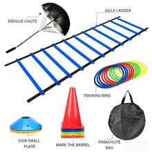 Outdoor Blue Agility Ladder Set: Includes Soccer Training Equipment - Speed Ladder, Cone Markers And Carry Bag For Soccer Fitness Training - Set 1 (1 Blue Agility Ladder + 20 Marker Discs) - View 2