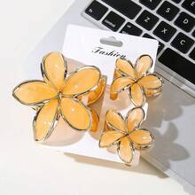 Bộ 3 kẹp tóc hình hoa mộc lan viền vàng thanh lịch dành cho nữ, phù hợp với kiểu tóc hàng ngày và các bữa tiệc, mùa hè, kỳ nghỉ, du lịch. - Nhiều màu - Xem 11