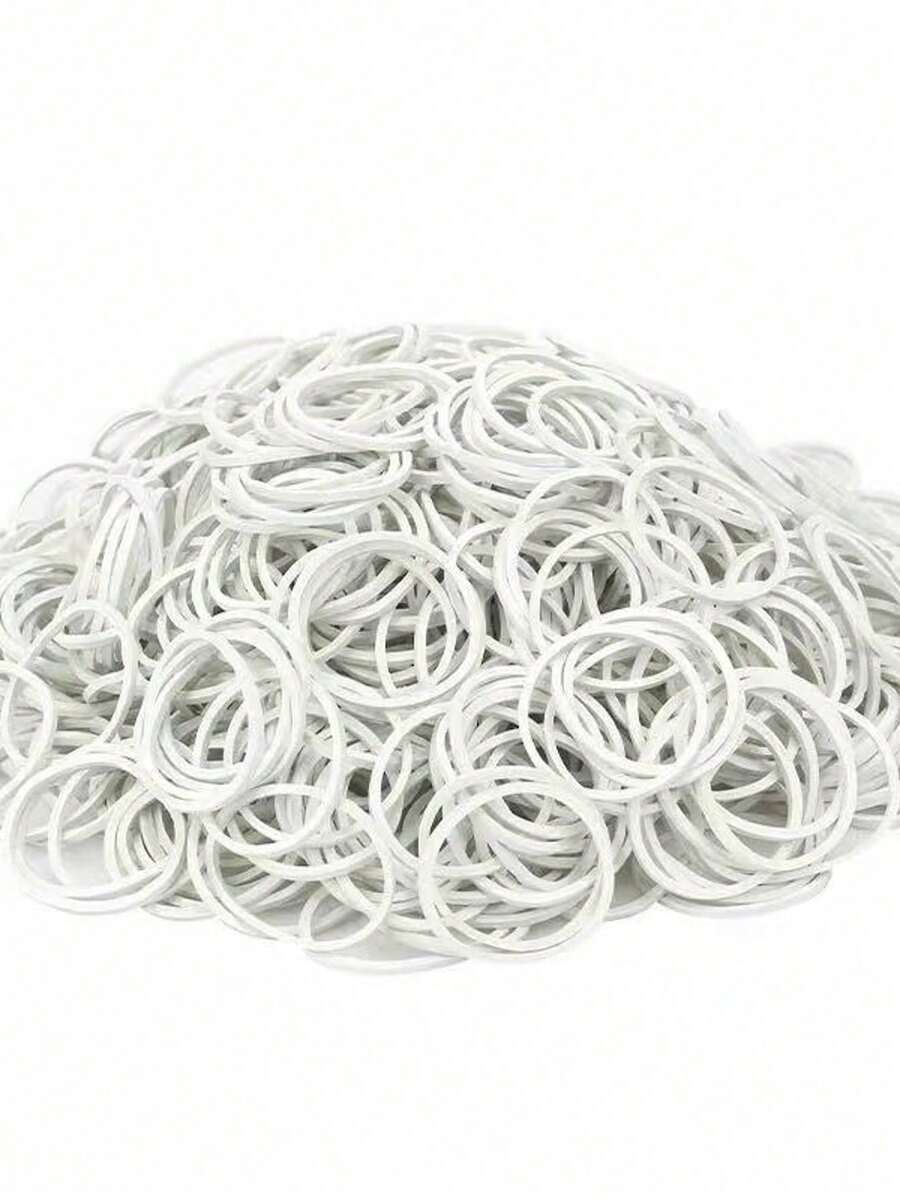 100/300/500 piezas Bandas de goma industriales blancas de 25mm, alta elasticidad, bandas de goma blancas adecuadas para organizar y atar, diámetro 25mm/0.984 pulgadas - Redondo - Ver 1