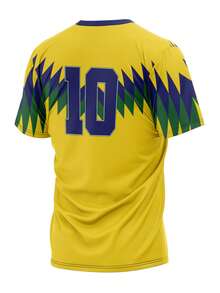 Brazil National Team Retro Classic World Cup Fan Jersey - Immediate Shipping - 黃色和藍色 - 查看 2