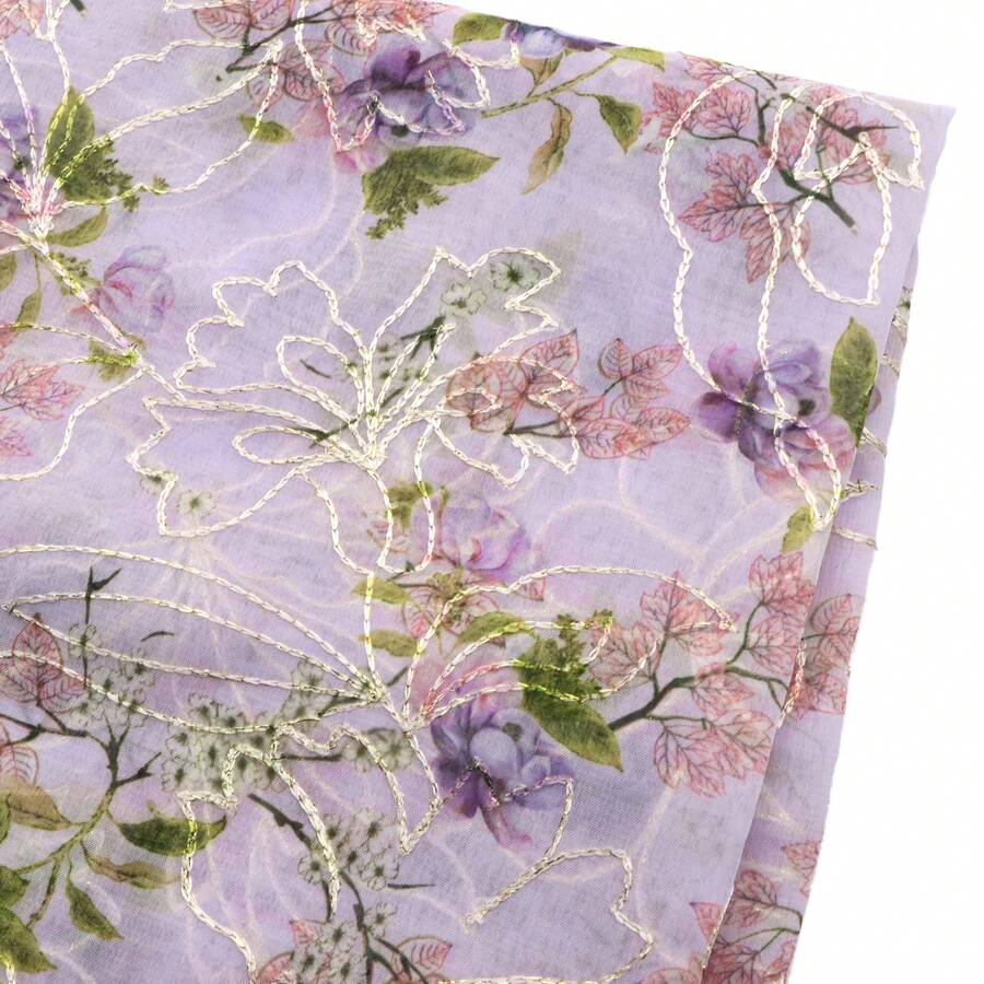 1 Tấm vải chiffon thêu hoa - 19,68x57 inch (50x145cm) Hoàn hảo để tự làm khăn trải bàn, khăn ăn và đồ thủ công, vật liệu may vá và ch quilting | Chỉ giặt tay - mặc định - Xem 1