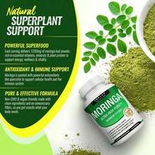 1200mg Moringa Capsules -Pure MoringaPowder For Lmmune, Gut Health Rich In EssentialVitamins, Minerals & Plant Protein TosupportEnergy, Wellness & Vitality 90 Capsules Natural Formula - 2瓶 - 查看 4