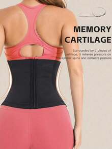 1pc Wrap Waist Trainer Double Belt Body Shaper Corset Shapewear Slimming Sheath Woman Flat Tightens Belly Sheath Waist Trainer Body Shaper - 黑色 - 查看 3