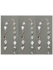 3pcs Shiny Rhombus Small Square Hanging Decor, Silver Diamond-Shaped Tassel Chain, Sparkling Sequin Hanging Decoration, Suitable For Wedding Arch Backdrop, Room Partition Curtain, Suitable For Home Holiday Party, Wedding Celebration - Multiple Styles - View 11