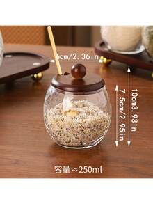 1pc Glass Seasoning Jar, Suitable For Tabletop Decor, Home And Kitchen Condiment Storage - Glass Condiment Jars - View 2