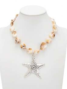 1 chiếc mặt dây chuyền hình sao biển phong cách kỳ nghỉ hè, vòng cổ choker hình vỏ sò biển được cá nhân hóa. - Nhiều màu - Xem 3