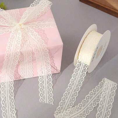 1 Roll 22 Meters Long Lace Ribbon, Suitable For Bouquet Packaging, Cake Decoration, Handmade DIY Gift Bow Packaging, Birthday Gift Packaging, Party, Wedding Gift Decoration, Headwear Clothing Lingerie DIY Accessories, Jewelry Gift Packaging, And Floral Packaging