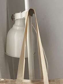 1 Set Of Fashionable Bohemian Style Beach Bag, Solid Color Design, Large Capacity And Portable, Made Of Polyester Fiber Material, Full Mesh Design For Transparency And Breathability, Another Style Features Double Top Handles, Suitable For Travel, Camping And Storage, Ideal Choice For Bohemian Women, Boho, Summer - 卡其色 - 查看 6