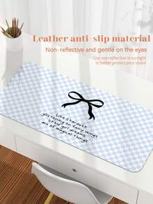 1 Miếng, Tấm lót chuột bằng da PU họa tiết nơ kẻ caro xanh dương, Thảm lót bàn laptop, Chống trượt, Có thể giặt, Chống bám bẩn, Thích hợp cho các cặp đôi/sinh viên/văn phòng/không gian học tập, Quà tặng sinh nhật, Quà tặng tốt nghiệp. - Xem 11