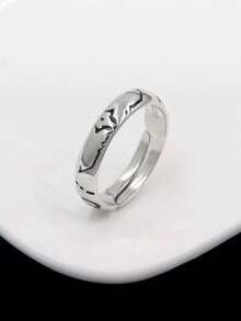 1 pieza Anillo de metal neutro ajustable, regalo con temática del anime [Título] - Plateado - Ver 3