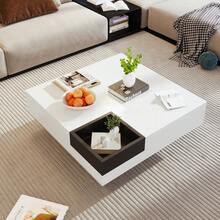 Mesa de centro moderna / Mesa de centro gris hormigón / Mesa rectangular para salón con almacenamiento / Robusta y duradera / Adecuada para salones y oficinas, 72 x 72 x 30 cm - Blanco - Ver 1