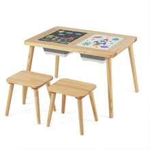 Sensory Table Kid's Table And Chairs Set With Detachable Double-Sided Tabletops - Natural - View 10