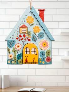 Placa de Casa em Estilo Minimalista e Cartoon de Madeira, Adequada para Decoração Interna de Casa, Quarto, Sala de Estar, Escritório e Café, Decoração para Dia dos Namorados, Dia das Mães, Ação de Graças e Natal, Placa e Sinal Decorativo - Multicolorido - Visão 3
