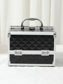 1pc Portable Makeup Organizer Box, Professional Makeup Bag With Mirror, Large Capacity Waterproof Multifunctional Cosmetic Travel Bag - Multicolor - View 8