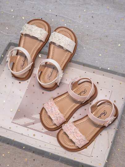 1 Pair Girls Sandals, Children Floral Fashion Princess Shoes, New Summer Beach Shoes For Girls, Toddler & Big Kids