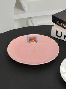 Cabin Kangaroo 1 pieza Plato de cerámica con patrón de oso 3D lindo, plato de cena con diseño de oso en relieve kawaii, plato estético para postres y desayuno, apto para microondas, adecuado para decoración del hogar y regalos - Multicolor - Ver 9