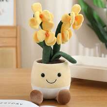 13.78inch Cute Smiling Face Potted Plant Plush Toy-Super Soft And Fluffy.Silicone Doll Full Silicone Body Plush Anime Figure Stuffed Animal Teddy Bear Plushies Office Desk Accessories Room Decor Halloween Squishy - Multicolor - View 14