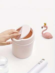 Small Trash Can With Lid, Plastic Desktop Waste Basket, Flip-Top Design To Prevent Odor Leakage, Suitable For Bathroom, Home Office Desk, Coffee Table, Office, Living Room, Study - Multicolor - View 7