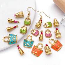 2 chiếc mặt dây chuyền hình son môi bằng thép không gỉ mạ vàng, tráng men, tự làm phụ kiện trang trí vòng cổ, vòng tay. - Nhiều màu - Xem 4