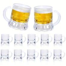 1/3/6pcs Mini Beer Mugs, Party Cups, 1oz Clear Plastic Shot Glasses With Handles, Suitable For Parties - Multicolor - View 1