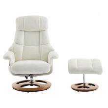 Comfortable Reclining Armchair 025 With Massage And Heating Functions, Tilt And Footrest, 360° Swivel, White Chenille Upholstery. Original Reference: W2087P294007 - A - View 4