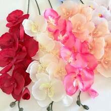 1 pieza/3 piezas/5 piezas/6 piezas Orquídea Phalaenopsis artificial, tallos de orquídea artificial realista, arreglo floral de orquídea artificial de estilo clásico, orquídea decorativa adecuada para sala de estar, decoración del hogar, hotel, arreglo floral de boda, decoración de Halloween, decoración navideña, decoración de otoño - Rosa - Ver 6