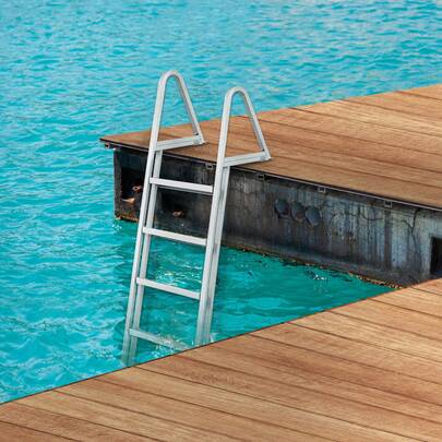 Removable Dock Ladder 5 Steps, 159 Kg Load Capacity, Pontoon Boat Ladder With 4'' Wide Step & Nonslip Design For Ship/Lake/Pool/Marine Boarding
