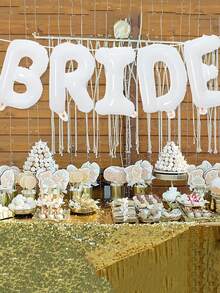 5个/套白色新娘气球套装，含“BRIDE”字母气球，适用于婚礼庆典、订婚派对、新娘送礼会装饰、室内外装饰，是完美的婚礼装饰之选。 - 均碼 - 查看 4