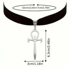 Gothic Punk Sword Cross Vampire Choker Pendant Necklace Black Velvet Satan Pagan Witchcraft - AQ-4075 - View 2