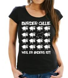 2026k3BORDER COLLIE DAMEN T-SHIRT BLACK SHEEP di SIVIWONDER Maglietta da donna con motivo cane. - Bianco - Visualizzare 2