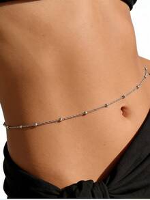 1 chiếc dây đeo eo bằng kim loại tối giản dành cho nữ, dây đeo eo thon gọn gợi cảm. - Bạc - Xem 3