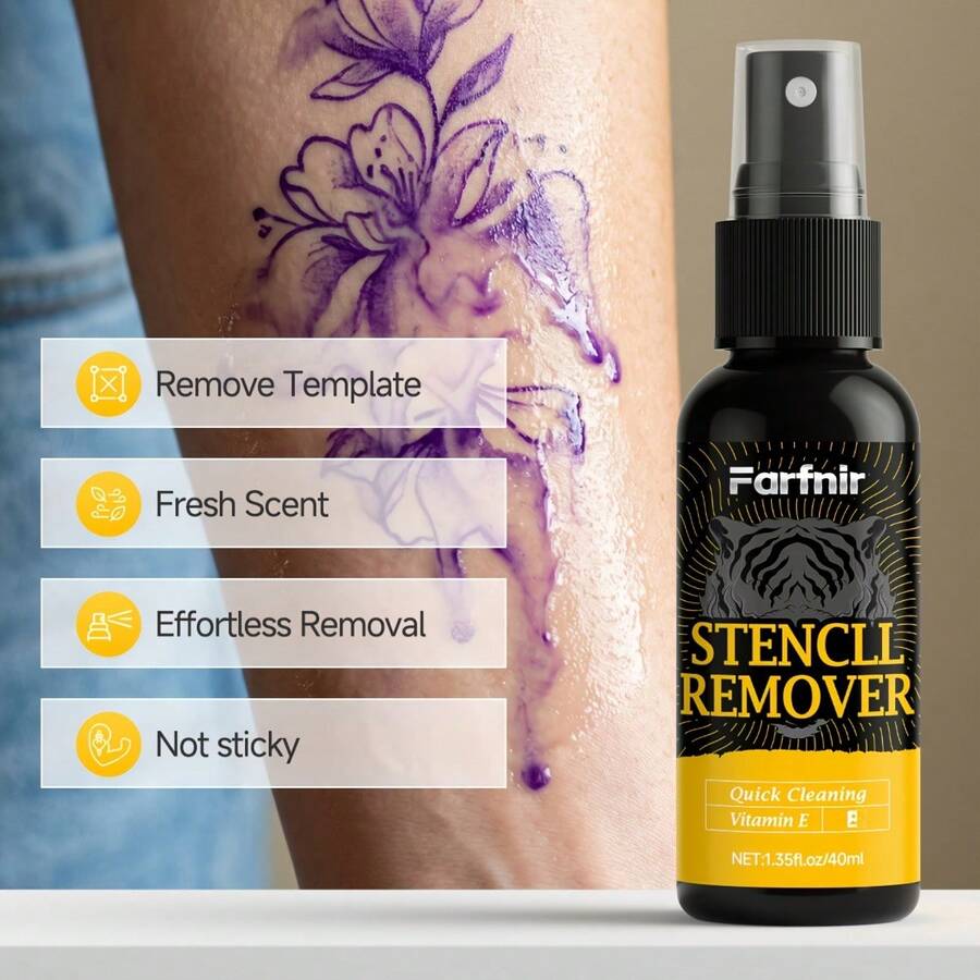 1.35 Oz Tattoo Ink Cleansing Spray, Fresh And Non-Greasy, Gentle And Non-Irritating, Suitable For Post-Tattoo Cleaning, Compact Travel Size, Easy To Carry