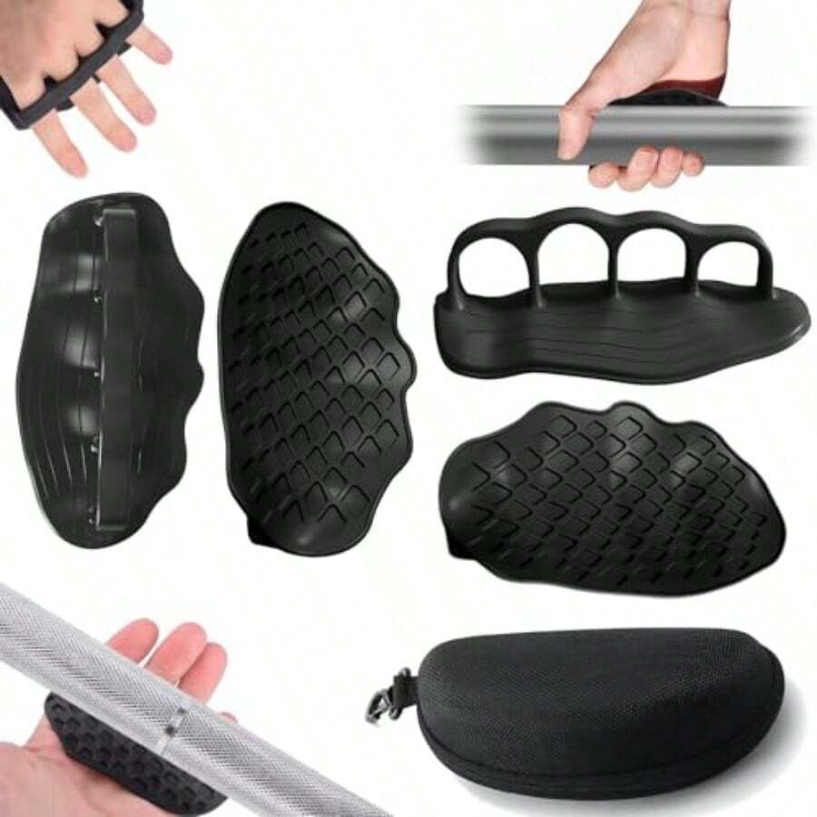 2 Pares puños de Ga Antideizantes para Entrenamiento Negros con Caja de Almacenamiento Guantes Protectores de Manos de Ga ómicos para agarres Antideizantes para Gimno - Empuadura grande negra - Ver 1
