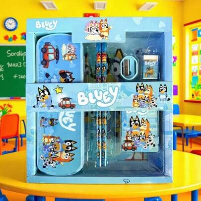 Bluey Brui Handheld Stationery Gift Set, Kindergarten Children's Birthday Christmas Gift, Elementary Student Learning Supplies