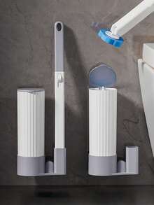 1 Conjunto de Kit de Limpeza de Vaso Sanitário Substituível, Cabeças de Escova Descartáveis de Reposição, Sistema de Limpeza de Escova de Banheiro, Escova de Vaso Sanitário Sem Toque, Decoração de Listras Verticais, 3 Cores de Cabeça de Escova Substituíveis, Acessório de Decoração de Banheiro, Adequado para Limpeza de Vaso Sanitário, Pia, Banheira - Multicolorido - Visão 8