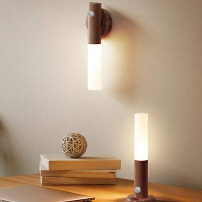 1个磁吸式人体感应LED壁灯，USB充电式粘贴夜灯，3种颜色模式（冷光/暖光/暖白光），适用于走廊、楼梯、衣柜、橱柜、卧室