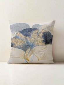 1 pieza Funda de cojín con patrón de hoja de ginkgo dorado de lujo, funda de almohada cuadrada de terciopelo con estampado creativo, adecuada para sala de estar, dormitorio, decoración del hogar, cojín decorativo para sofá, cojín para coche, para todas las estaciones - Multicolor - Ver 9