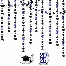 2026畢業派對裝飾－亮片背景布搭配2026與學士帽鏤空橫幅吊飾、畢業花環、學士帽裝飾、畢業中心裝飾品、吊掛式畢業帽，適合大學畢業派對 - A - 查看 2