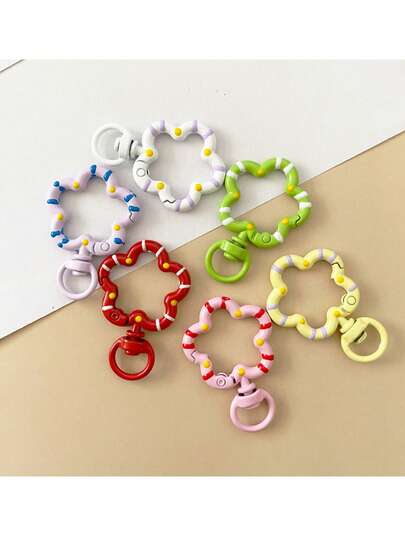 8 chiếc móc khóa hình hoa mai mùa xuân nhiều màu sắc dễ thương được vẽ tay bằng men, có đuôi, dùng làm phụ kiện trang sức DIY, vòng nối kim loại, móc chìa khóa.