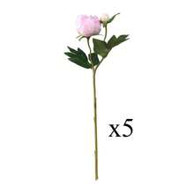 1/5 Ramo de 19 pulgadas de flores artificiales de peonía, peonía realista, flores falsas, adecuadas para decoración del hogar, regalo del Día de San Valentín, regalo del Día de la Madre, decoración central de boda, decoración de fiesta, ramo de boda, decoración de oficina, decoración de dormitorio y sala de estar - Rosa - Ver 8