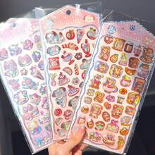 Kawaii 3D Relief Panda Unicorn Rabbit Cat Animal Laser Holographic Epoxy Resin Sticker Seal For Scrapbooking Sticker Exchange Cute DIY Phone Case Laptop Water Bottle Decoration Sticker School Stationery Supply,Reusable Sticker,Glitter Sticker - 黑色 - 查看 2