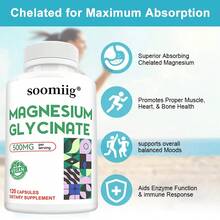500MG/Serving, Magnesium Glycinate Supplements, Support Bone, Joint, Immune & Sleep Health, Relaxation, Gluten Free, 120 Capsules - 1 chai - Xem 7