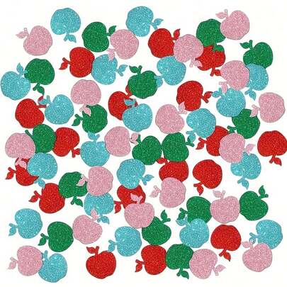100pcs Colorful Confetti – Bright Multicolored Apple Shapes. The Vibrant Colors Add A Joyful Atmosphere To Festivals, Suitable For Birthday Parties, Holiday Decorations, Upscale Decor, And Festive Setups