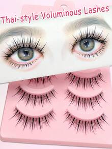 Asiteo 5 Cặp Mi Giả Phong Cách K-Pop Manga Tiên Nữ, Mi Dày Kiểu Thái, Mi Mềm Tự Nhiên, Mi Anime, Thân Trong Suốt, Tạo Vẻ Ngoài Tự Nhiên, Thân Thiện Với Người Mới Bắt Đầu, Sử Dụng Hàng Ngày. - màu đen - Xem 4